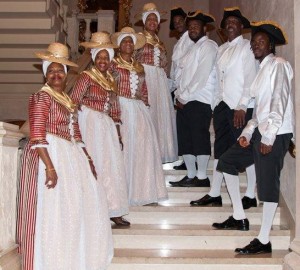 Dancers in 18th century quadrille costume